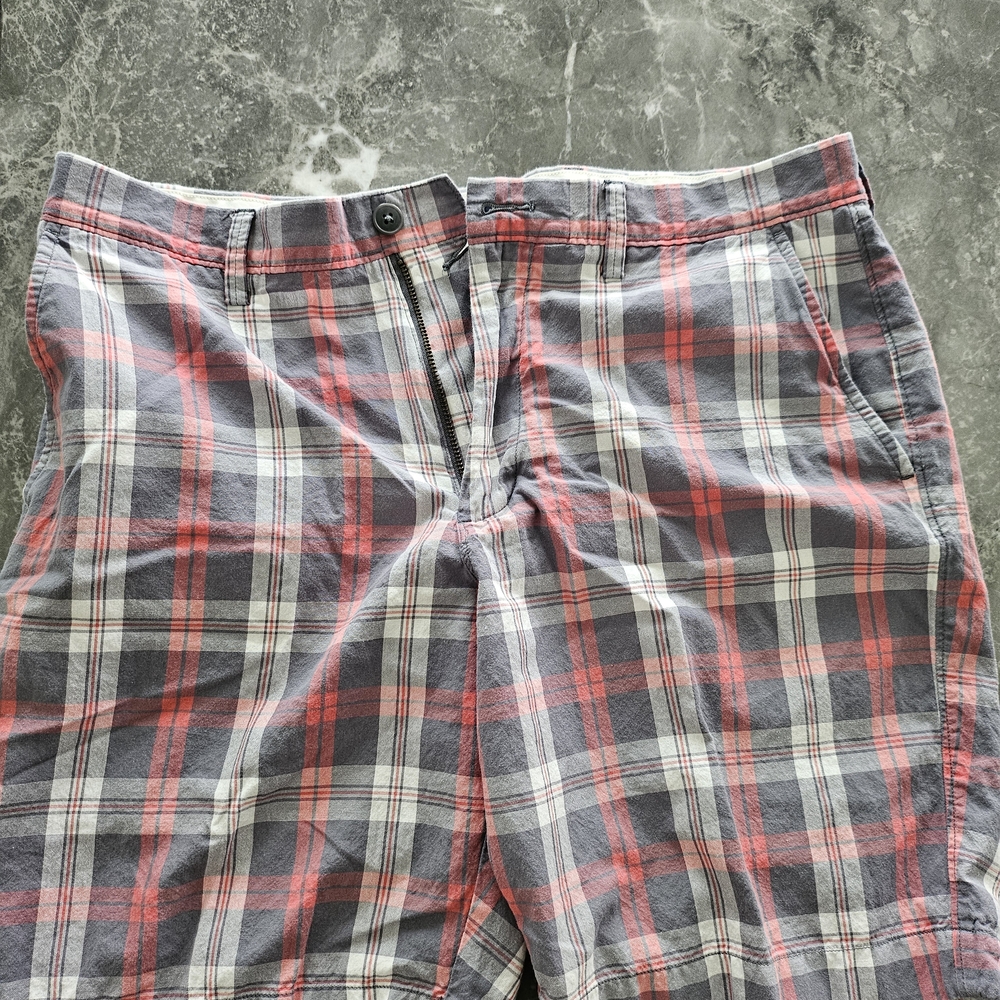 J. Crew Red and Gray Plaid Men's Shorts